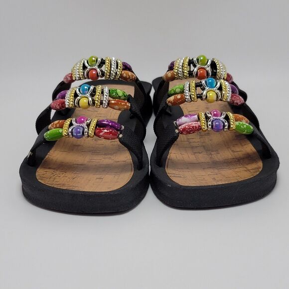Grandco Women's Multicolor Bead Classic Cork Rubber Slides Sandals Size 9 - Picture 6 of 14